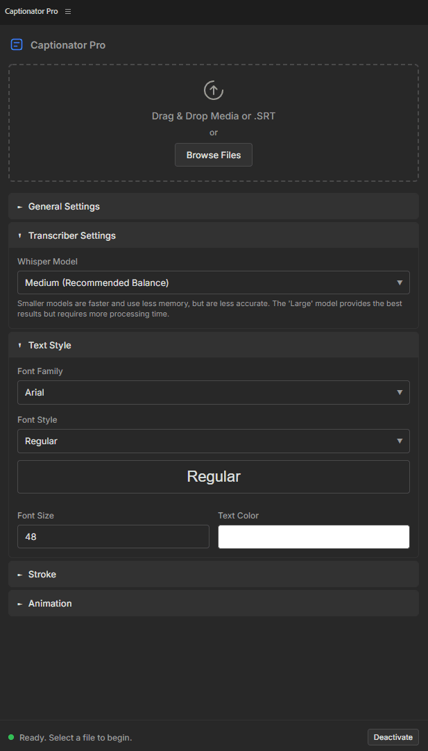 Captionator Pro Interface